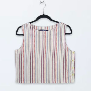 Vintage Linen Blend Striped Sleeveless Top